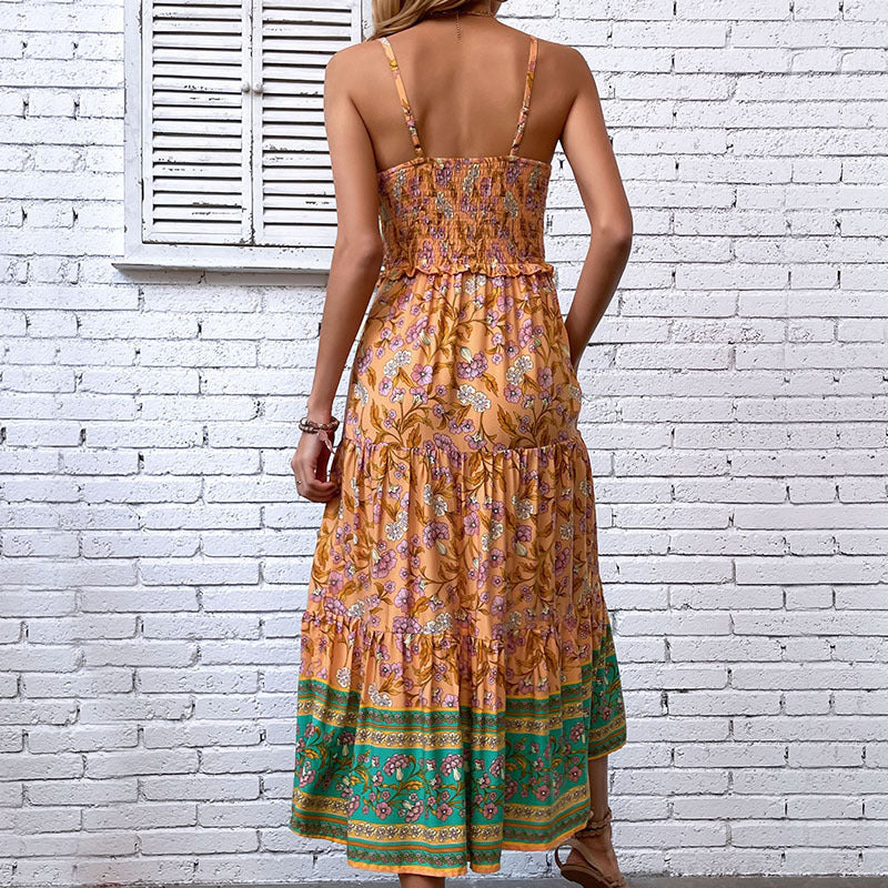 Robe à bretelles de style ethnique personnalisé