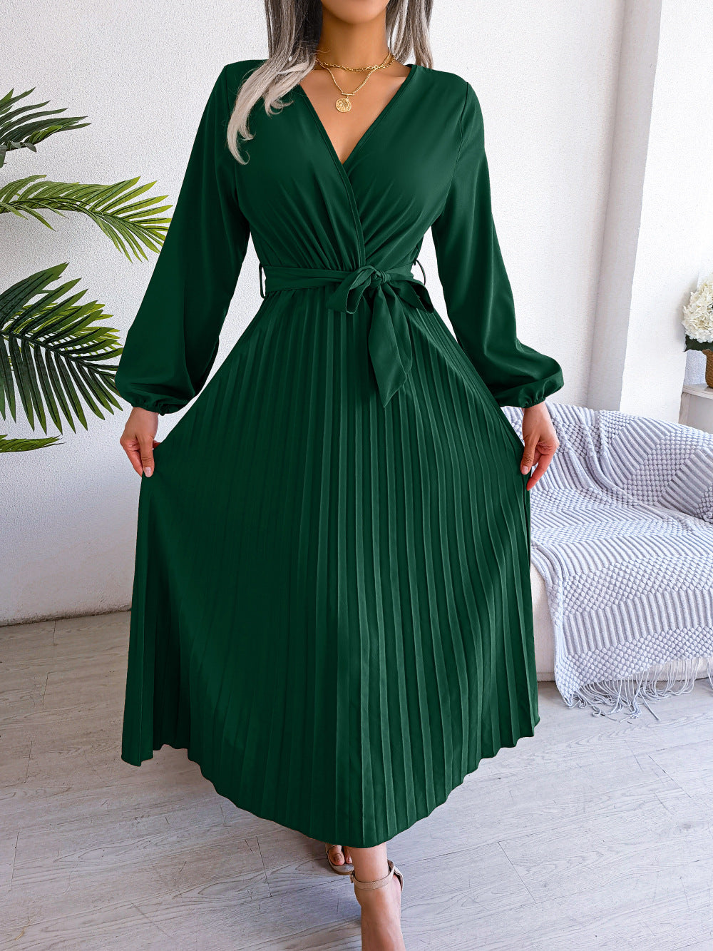 Robe de tempérament de style ethnique bohème à jupe plissée