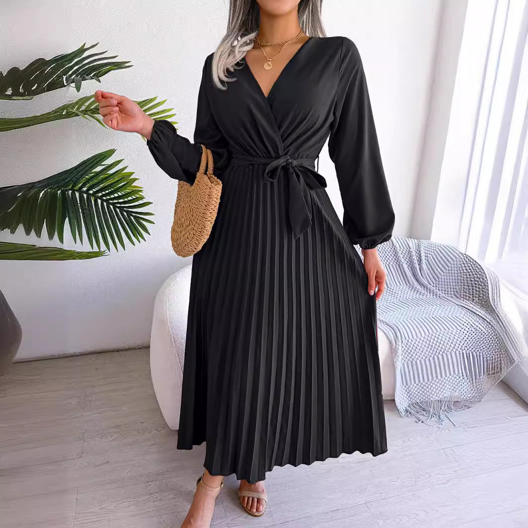 Robe de tempérament de style ethnique bohème à jupe plissée